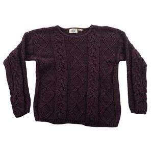 Vintage Pasta Womens Sweater Small Purple Cable Knit Pullover Crewneck Lounge